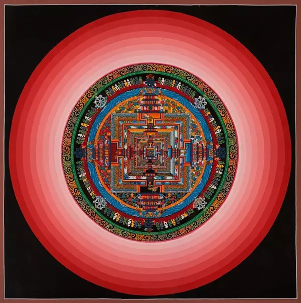 Kalachakra Mandala with Halo (Brocadeless Thangka)