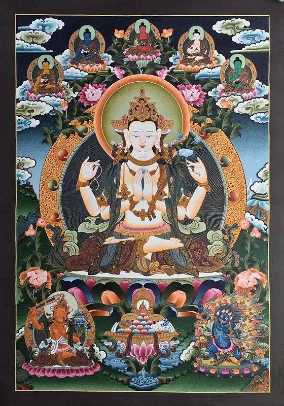 Chenrezig Thangka (Brocadeless Thangka)