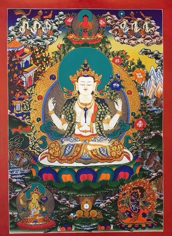 Chengrezig (Brocadeless Thangka)
