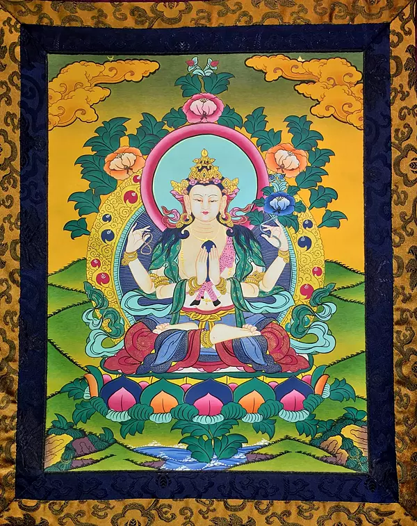 Brocade Mounted Medium Sized Chengrezig