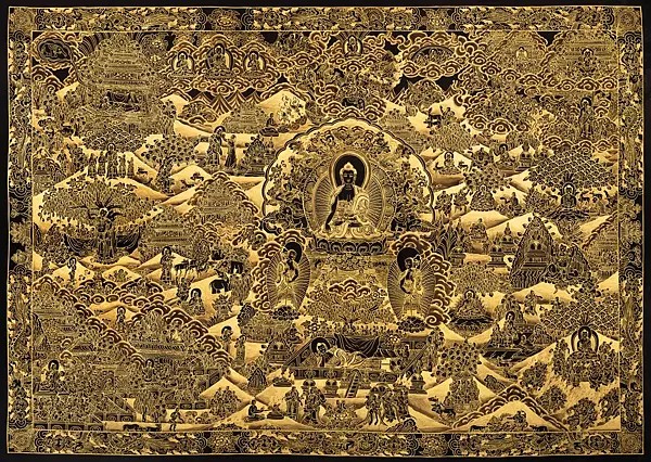 Sunaulo Buddha Life Story Horizental (Brocadeless Thangka)