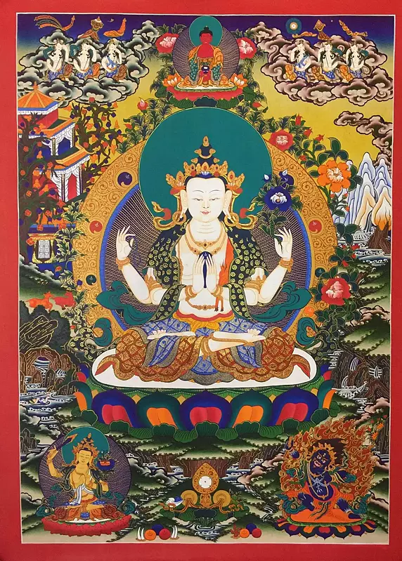 Chengrezig (Brocadeless Thangka)