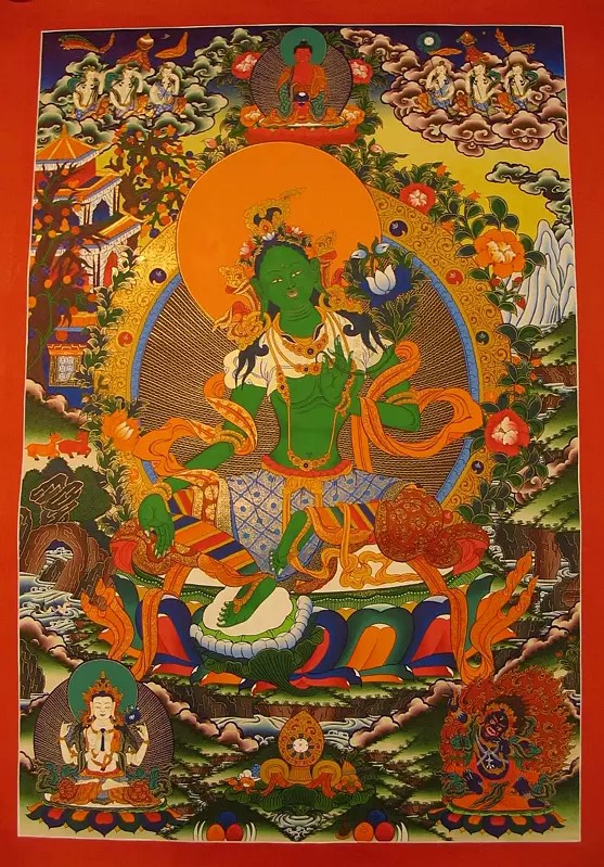 Goddess Green Tara (Brocadeless Thangka)