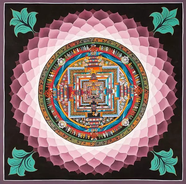 Lotus Kalachakra Mandala (Brocadeless Thangka)