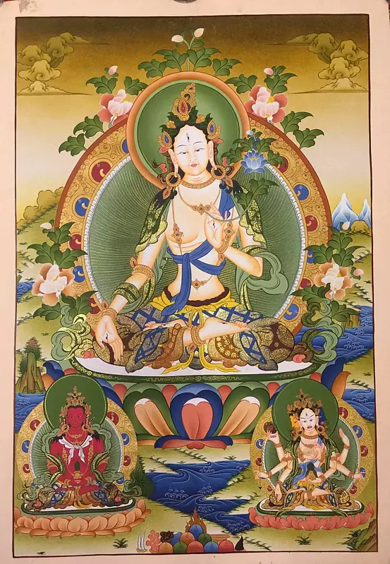 White Tara (Brocadeless Thangka)