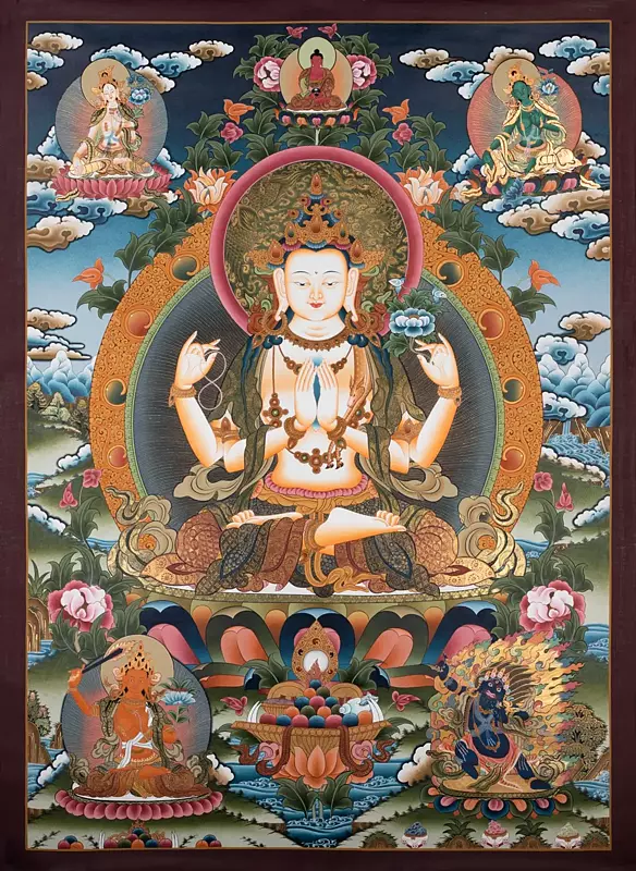 Chenrezig Thangka (Brocadeless Thangka)