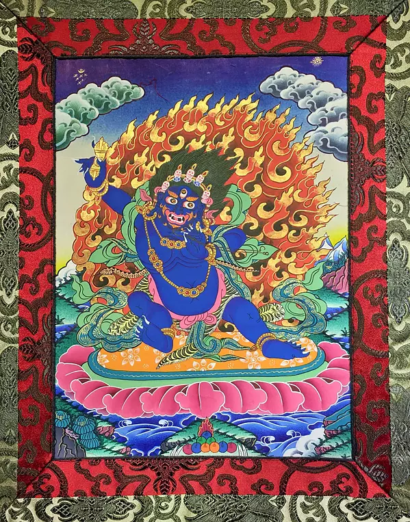 Wrathful Boddhisattvas Vajrapani with Brocade