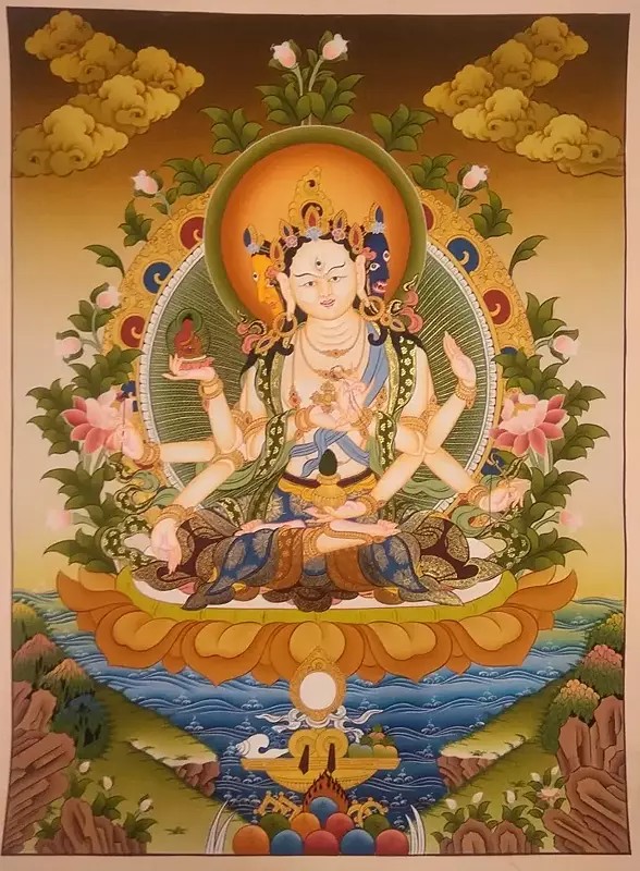 Long life Deity Ushnishavijaya (Brocadeless Thangka)