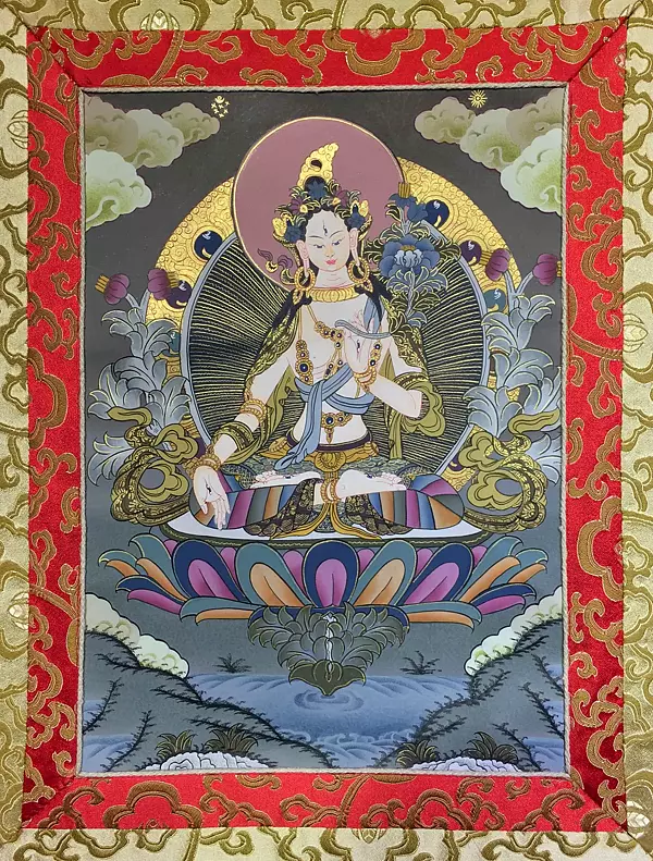 White Tara Thangka (Brocadeless)