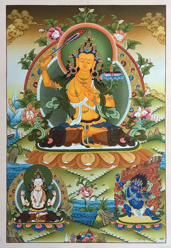 Manjushree Thangka (Brocadeless Thangka)