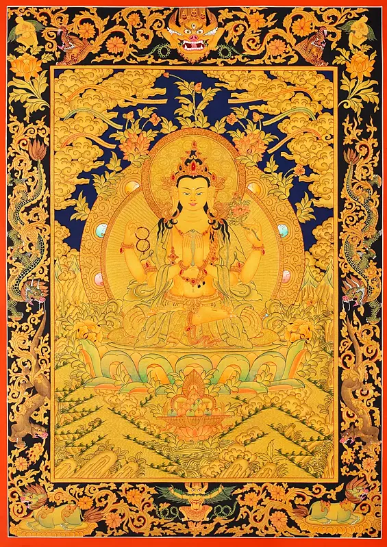 Chengrezig (Brocadeless Thangka)