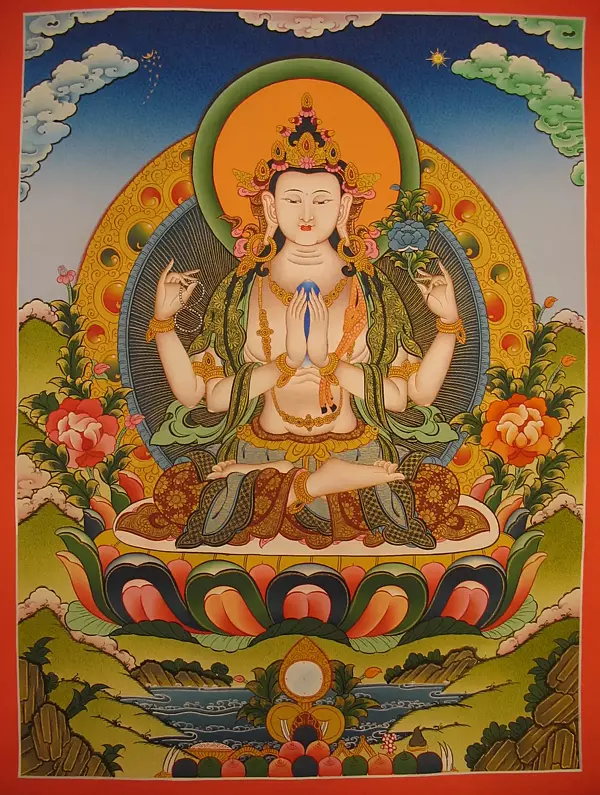 Chengrezig (Brocadeless Thangka)