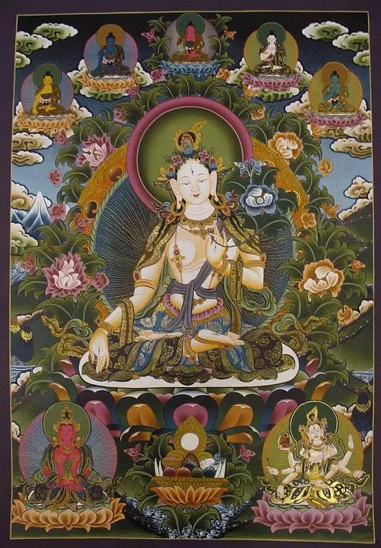 White Tara (Brocadeless Thangka)