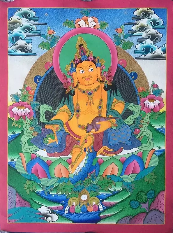 Dzambala or Jambala Thangka (Brocadeless Thangka)