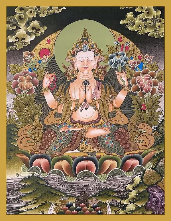 Chengrezig Thanka (Brocadeless Thangka)