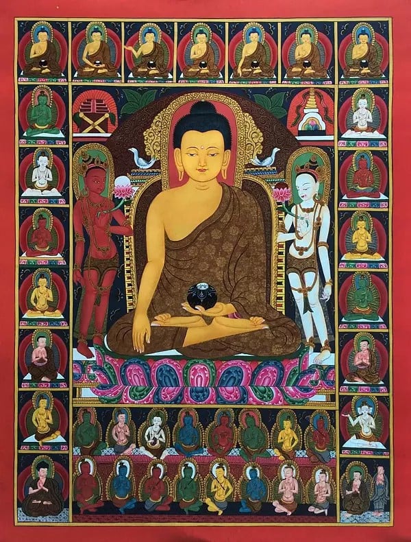 Shakyamuni Thangka Newari Style (Brocadeless Thangka)