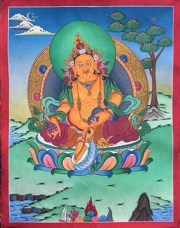 Dzambala or jambala Thangka (Brocadeless Thangka)