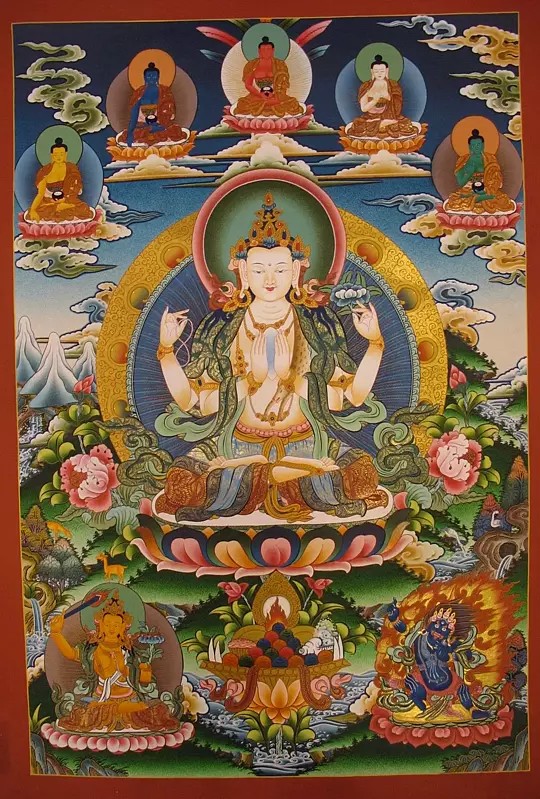 Chengrezig (Brocadeless Thangka)