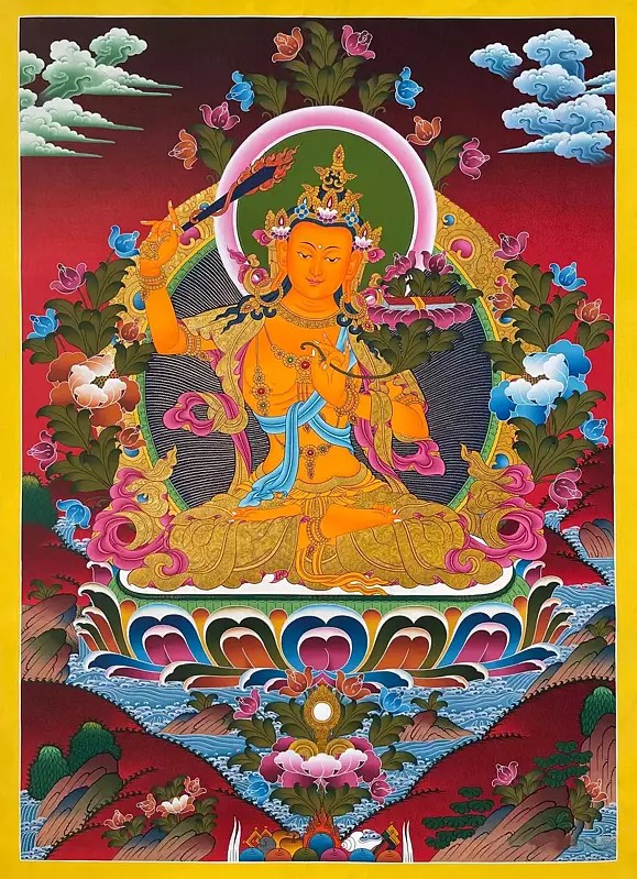 Manjushree Thangka (Brocadeless Thangka)