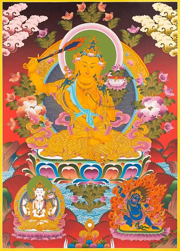 Manjushree Thangka (Brocadeless Thangka)