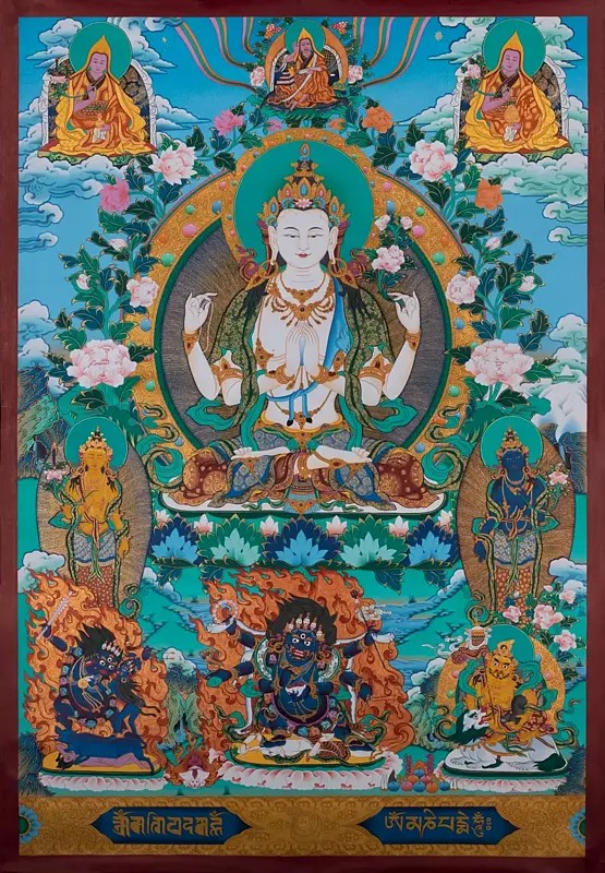 Chengrezig Thangka (Brocadeless Thangka)