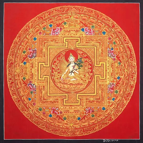 Mandala of White Tara (Brocadeless Thangka)