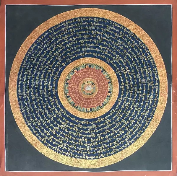 Mantra mandala Thangka (Brocadeless Thangka)