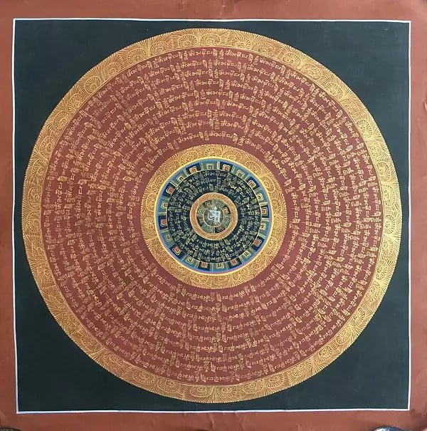 Mantra Mandala Thangka (Brocadeless Thangka)