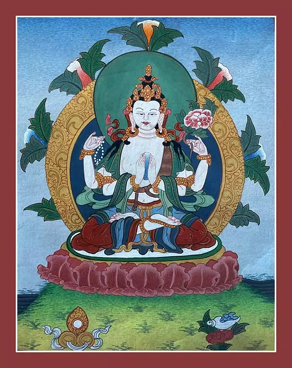 Chengrezig Thanka (Brocadeless Thangka)