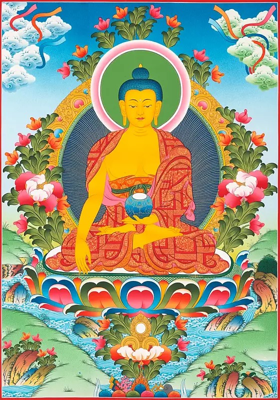 Shakyamuni Buddha Thangka (Brocadeless Thangka)