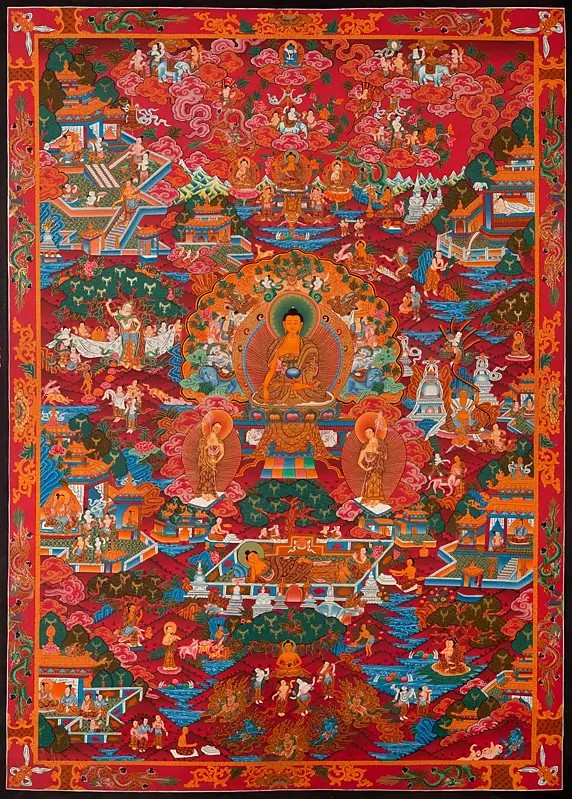 Buddha life Story (Brocadeless Thangka)