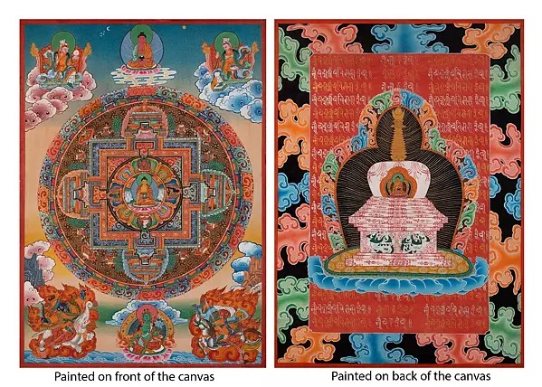 Shakyamuni Buddha Mandala Thangka Painted on Both Sides (Brocadeless Thangka)
