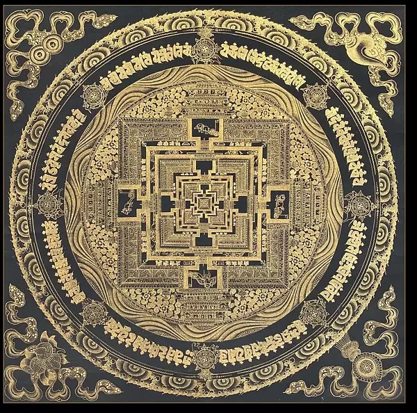 Kalachakra Mandala (Golden) Thangka (Brocadeless Thangka)
