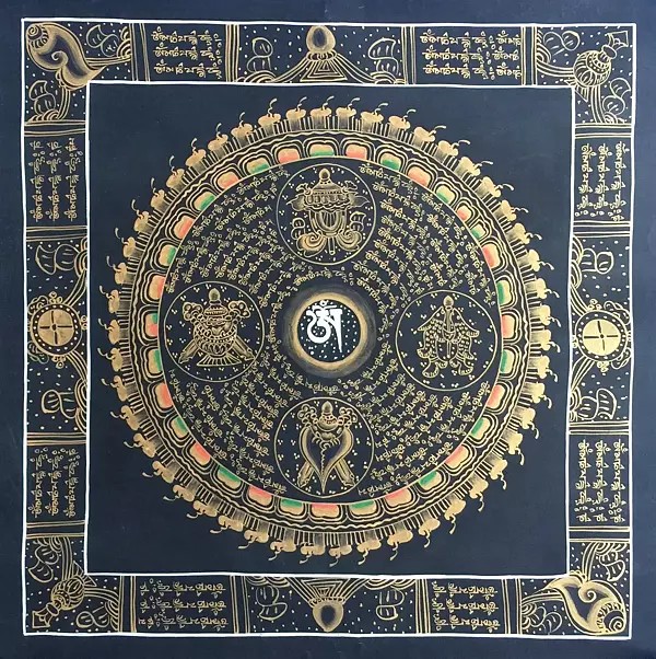 Mantra Mandala Thangka (Brocadeless Thangka)