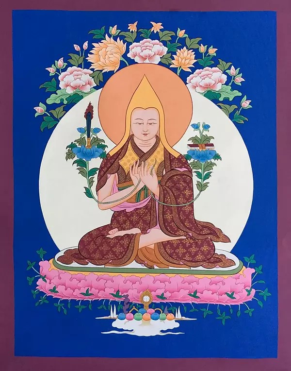 Tsongkhapa (Brocadeless Thangka) | Tibetan Thangka Painting