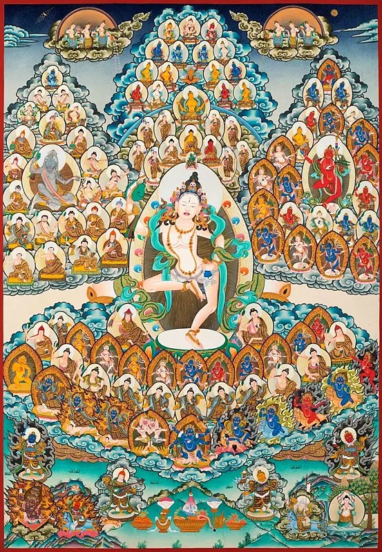 Machig Labdron Lineage Tree for Chod practice (Brocadeless Thangka)
