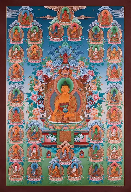 35 Buddhas of Confession (Superfine Brocadeless Thangka)