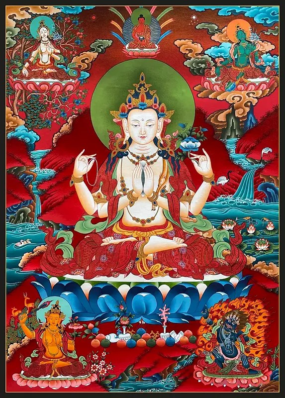 Chengrezig Thanka (Brocadeless Thangka)