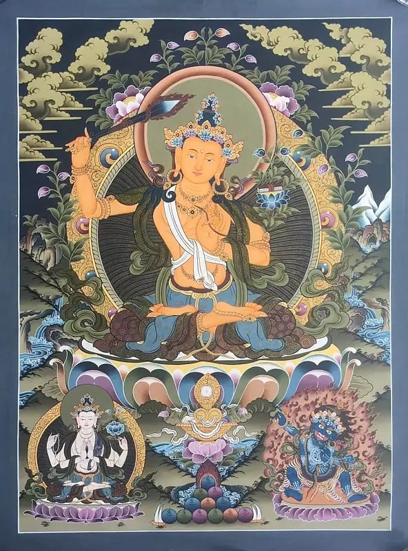 Manjushri Thangka (Brocadeless Thangka)