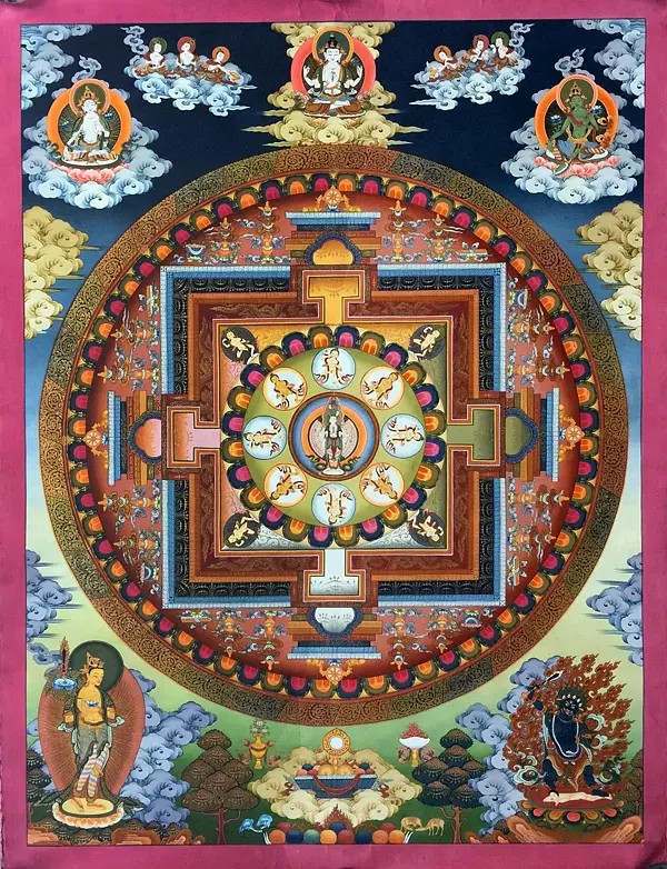 Lokeshvara Mandala/Chengrezig Thangka (Brocadeless Thangka)
