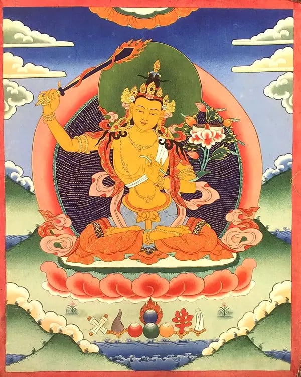 Manifestation of the Budda's Wisdom Mahabodhisattva Manjushree (Brocadeless Thangka)