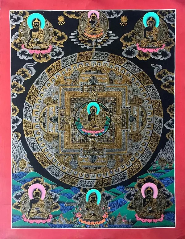 Black Buddha Mandala (Brocadeless Thangka)