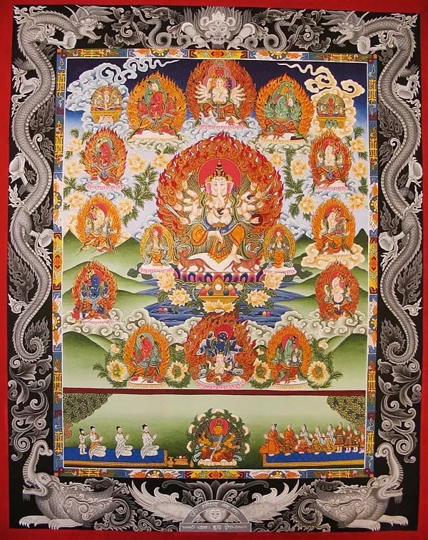 Ganesha Multiple Forms (Brocadeless Thangka)