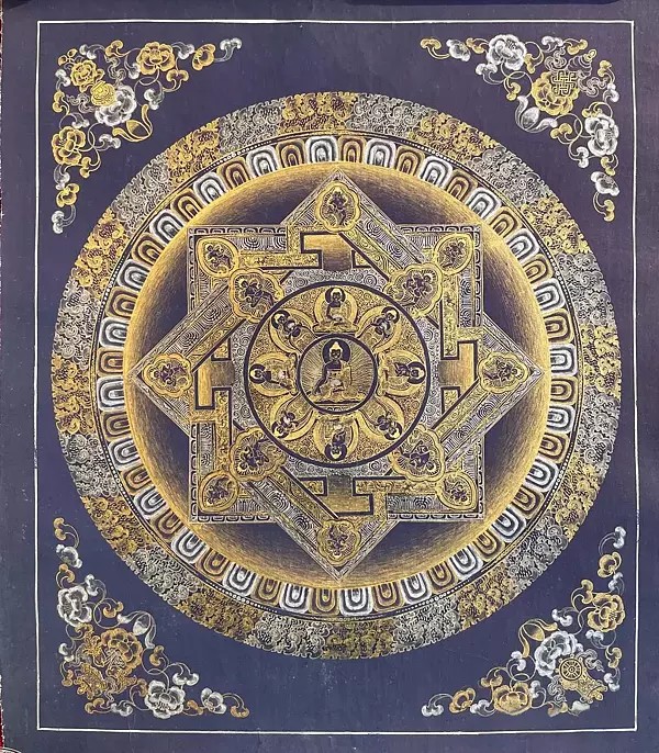 Blue Shakyamuni Mandala Thangka (Brocadeless Thangka)