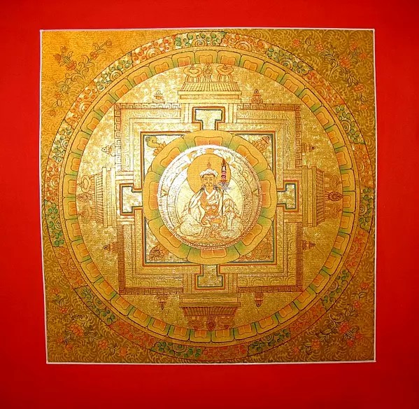 Guru Padmasambhava Mandala Thangka (Brocadeless Thangka)