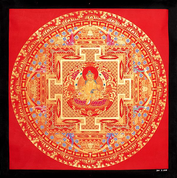 Superfine Kubera Mandala (Tibetan Buddhist Thangka Painting Without Brocade)