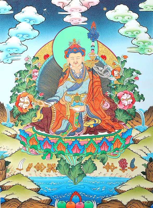 Tibetan Buddhist Guru Padmasambhava (Rin Poche) - Brocadeless Thangka