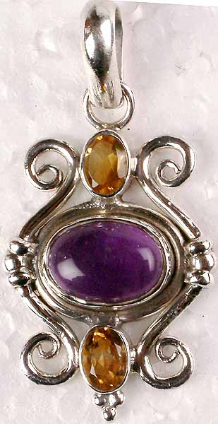 Amethyst and Faceted Citrine Pendant