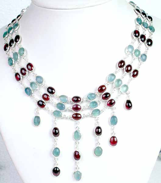 Apatite and Garnet Necklace (With Lobster Closure)