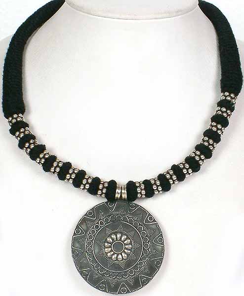 Black Thread Necklace with Matching Cord